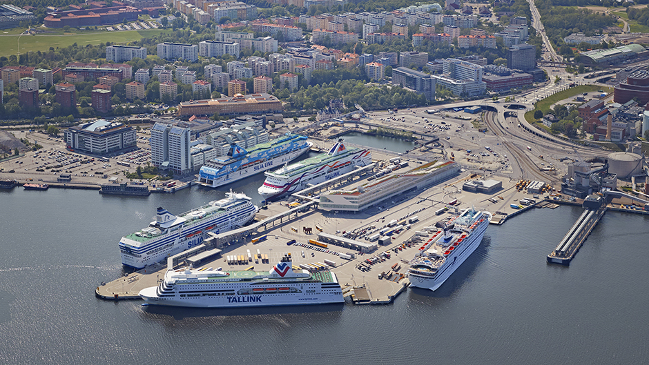 Flygbild över Värtahamnen