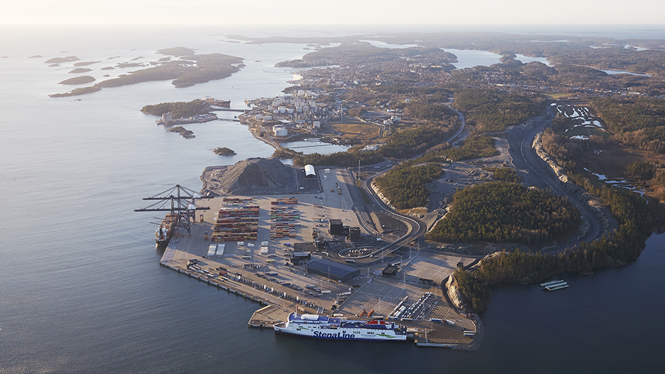 Flygbild över Stockholm Norvik Hamn