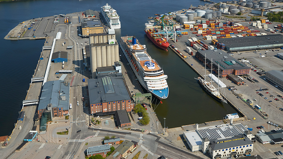 Flygbild över Frihamnen
